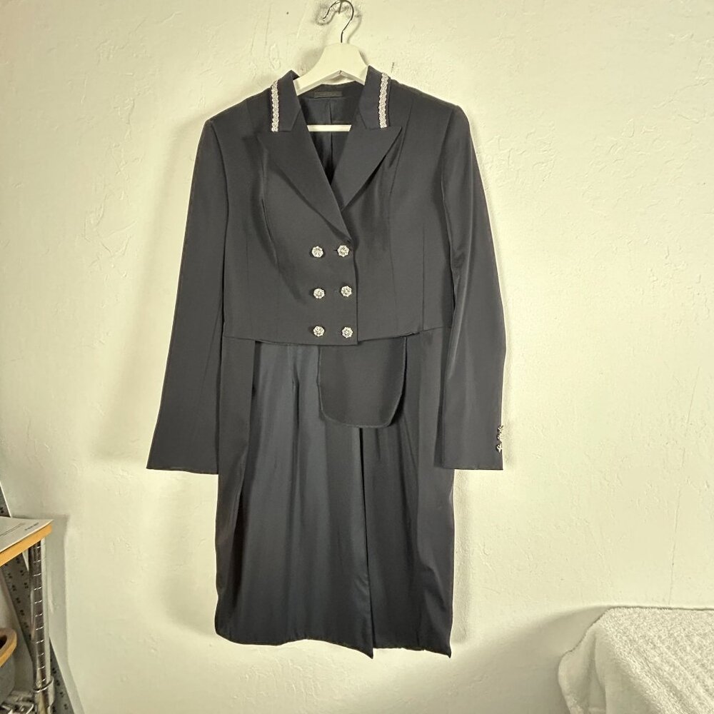 R.J. Classics Xtreme Equestrian Show Dress Coat Size 4R Double Breasted Black